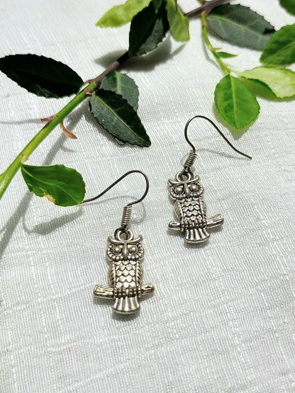 🌲 FOREST CORE 🌲 VTG silver owl dangle earrings, Owl Core, Folklore Vibes